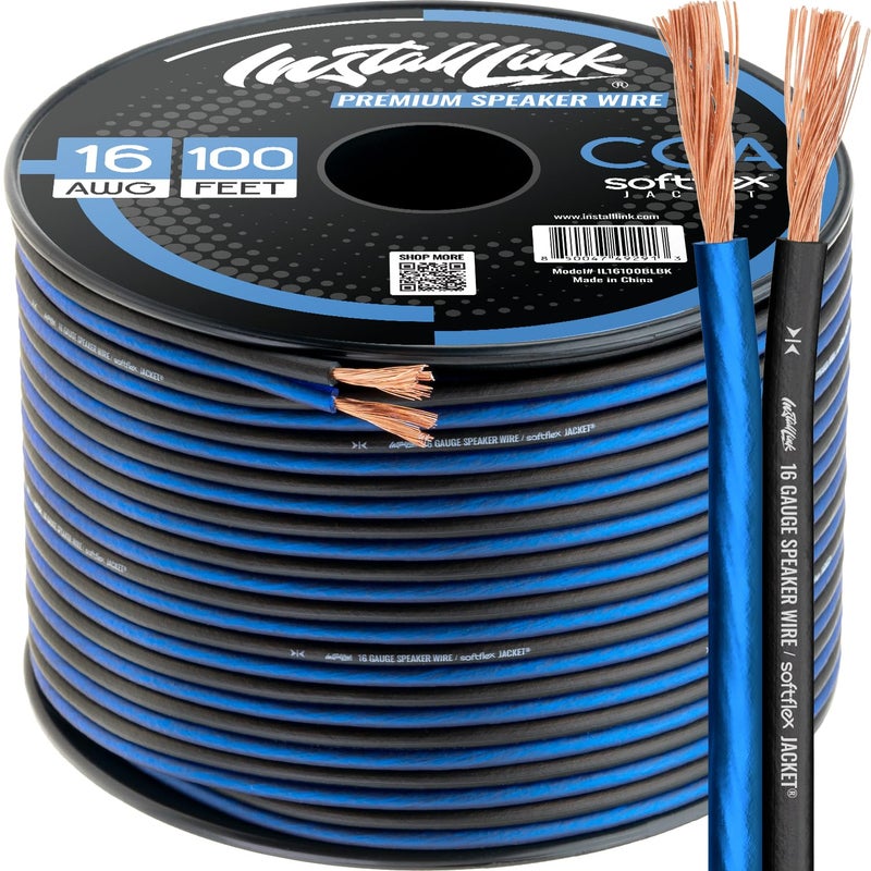 Install Link 16 AWG Gauge Speaker Wire Cable Stereo, Car or Home Theater, CCA (100 Feet) by - Image 1